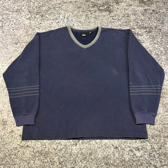 Mossimo Other - Vintage Y2K Mossimo Sweatshirt V-Neck Mens Medium Navy Blue Grunge Skater